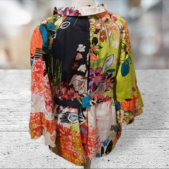 Berek boho style retro vintage jacket with bright bold neon colors size … - Picture 3 of 13